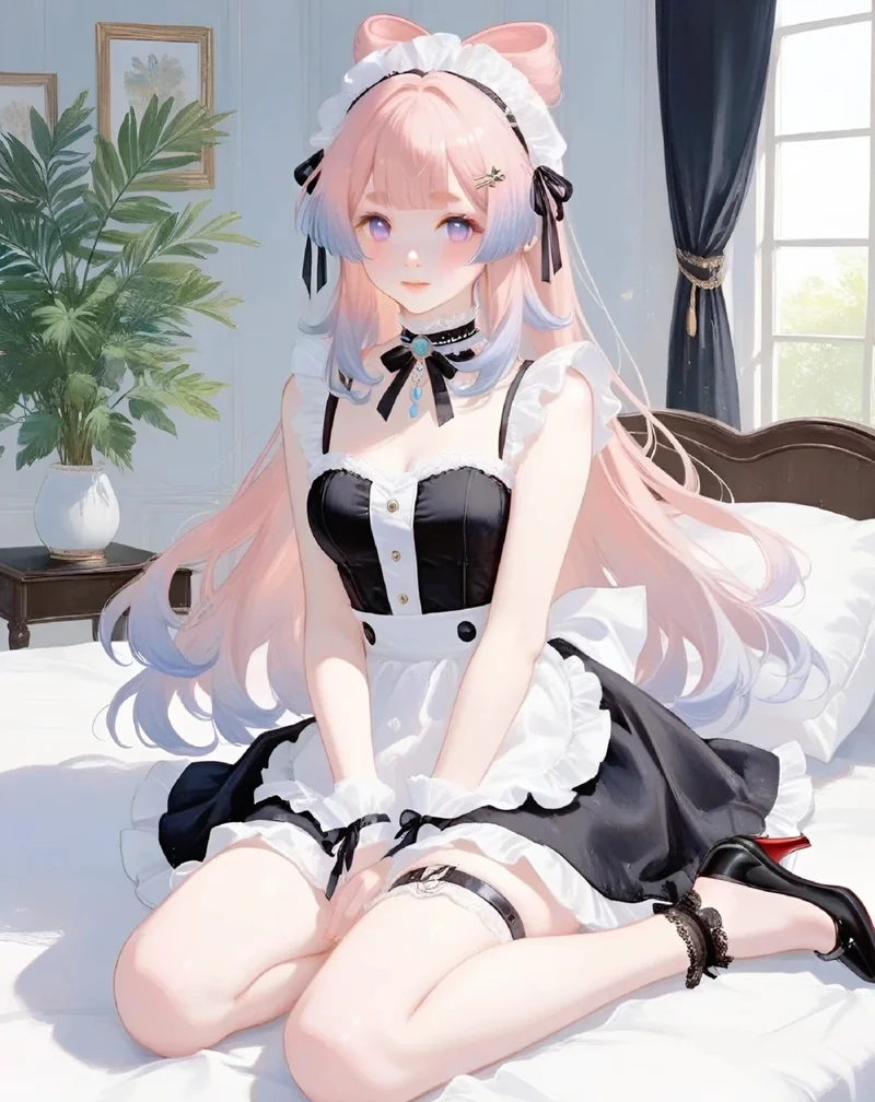 ảnh anime hầu gái anime tóc hồng