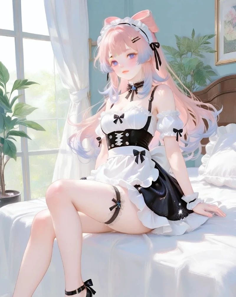 ảnh anime hầu gái tóc hồng