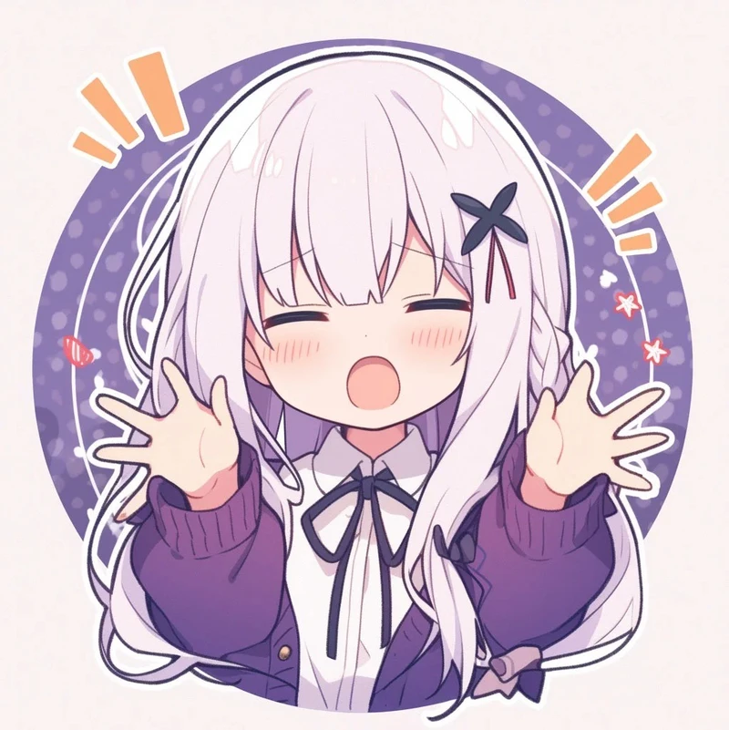 ảnh anime to tròn tóc trắng