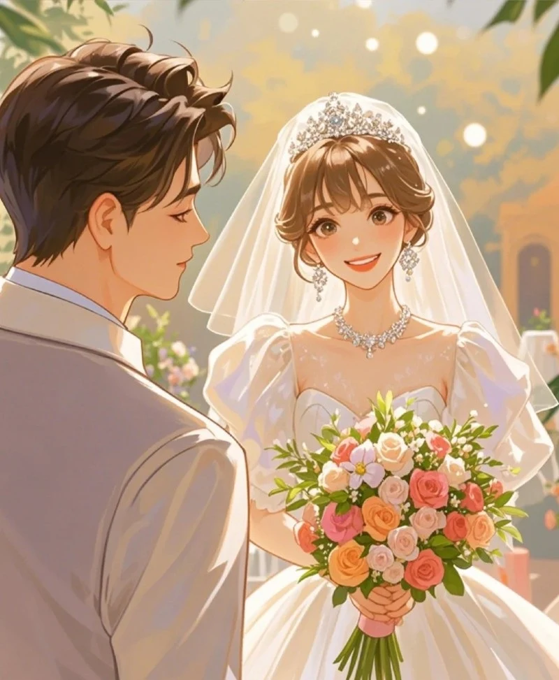ảnh cô dâu chú rể anime cười xinh