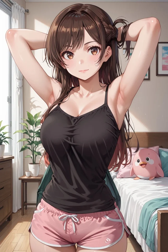 ảnh gái anime mlem mặc áo 2 dây đen