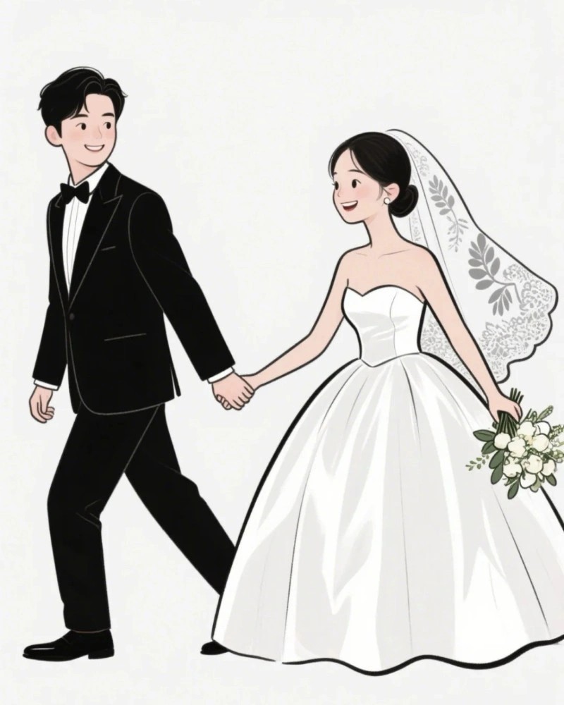 ảnh hoạt hình cô dâu chú rể