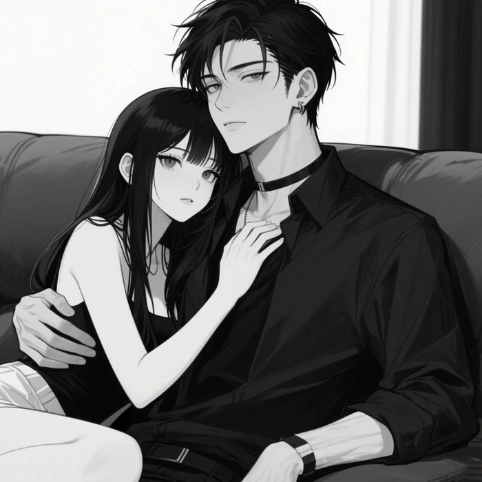 avatar đôi anime ngầu đen trắng