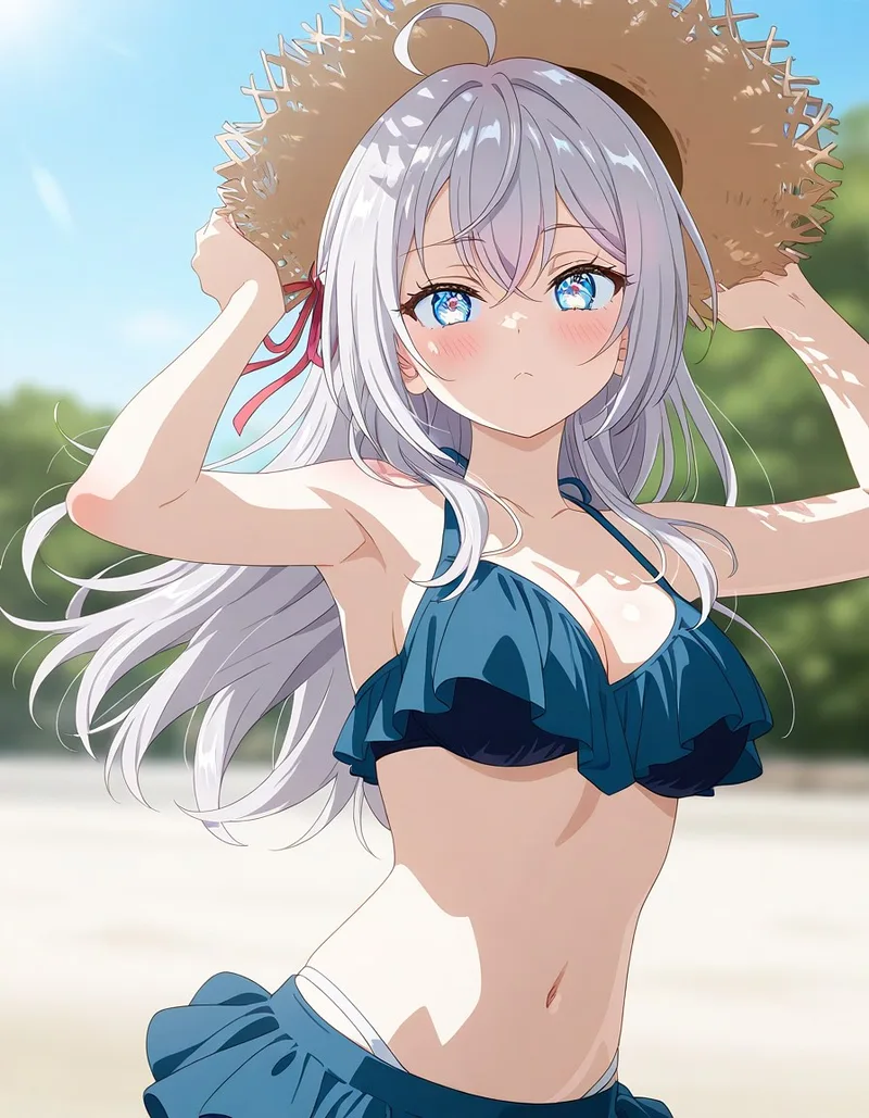 hình ảnh anime nữ quyến rũ tóc trắng