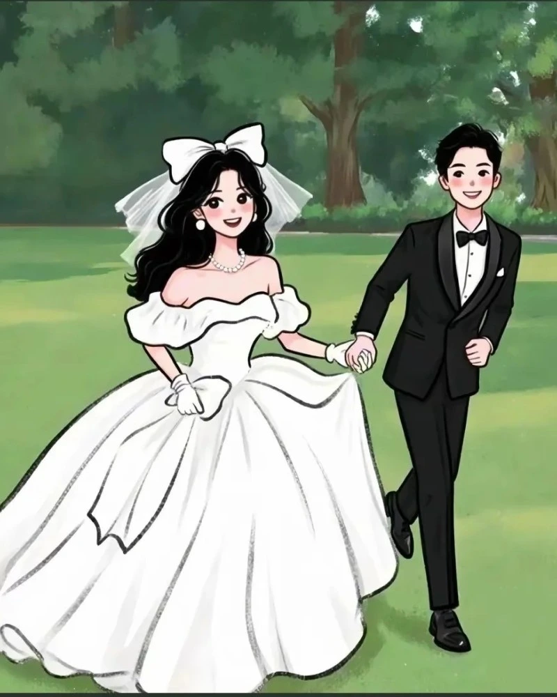 hình ảnh cô dâu chú rể đẹp hoạt hình