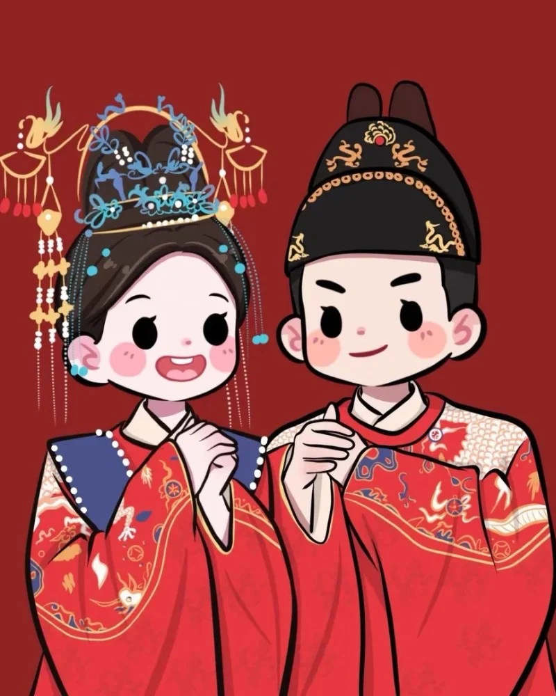 hình ảnh cô dâu chú rể hoạt hình
