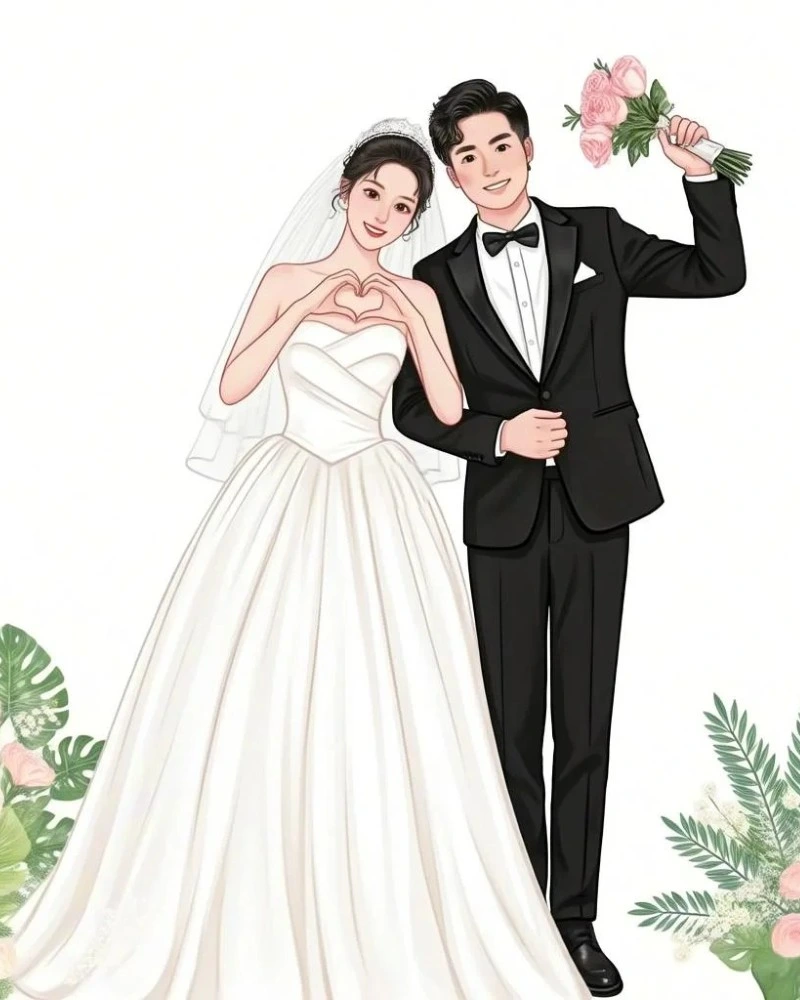 hình ảnh hoạt hình cô dâu chú rể