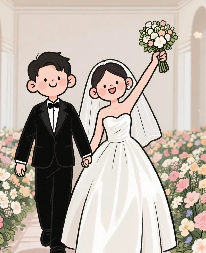 hình cô dâu chú rể hoạt hình