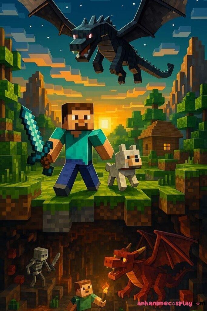 Ảnh Minecraft chibi nhảy múa