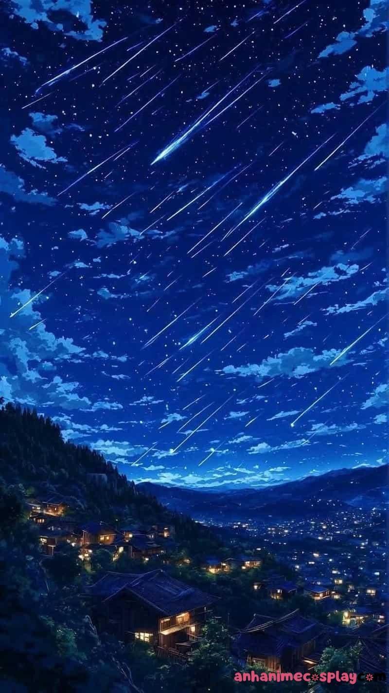 ảnh anime bầu trời mưa băng