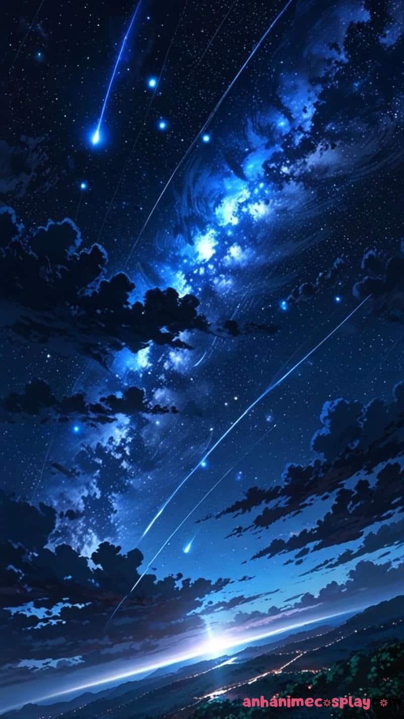 ảnh anime bầu trời sao băng