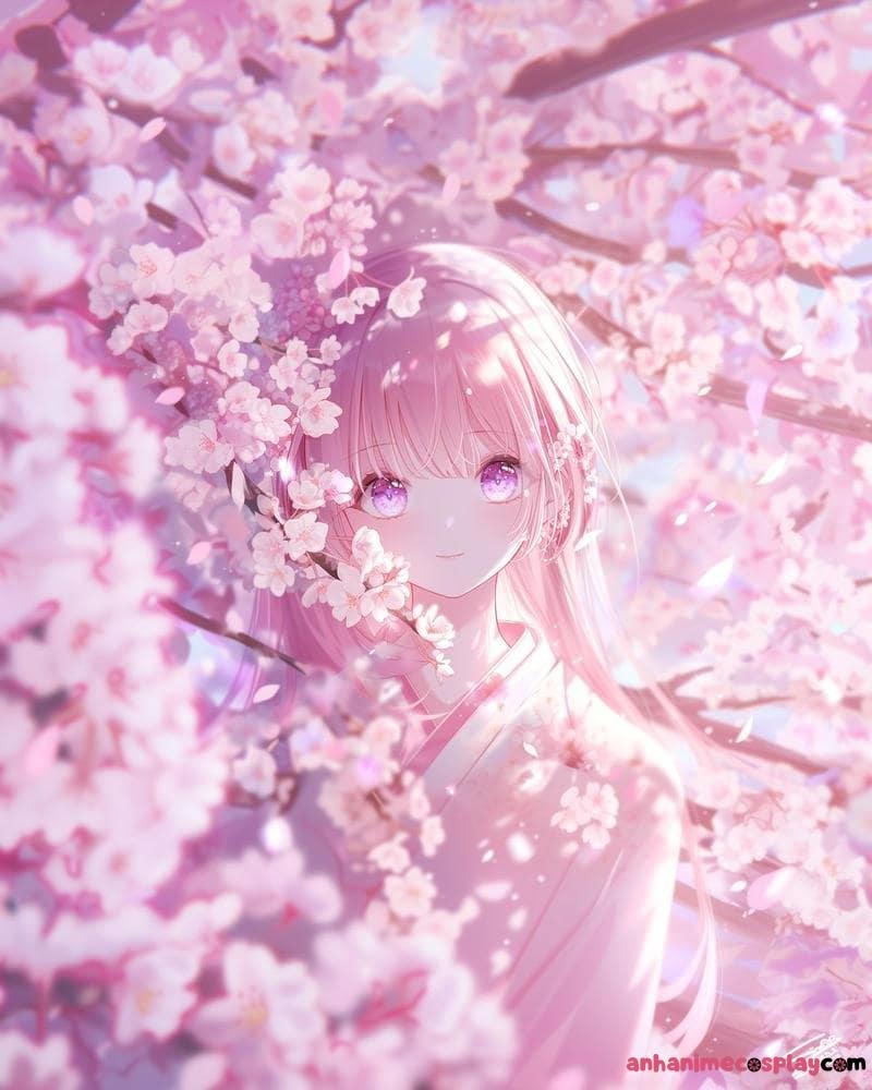 ảnh anime màu hồng cổ trang