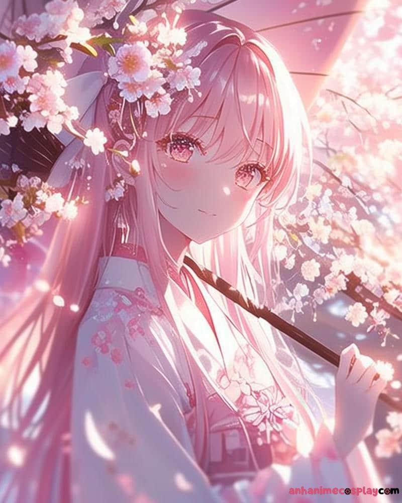 ảnh anime màu hồng cổ