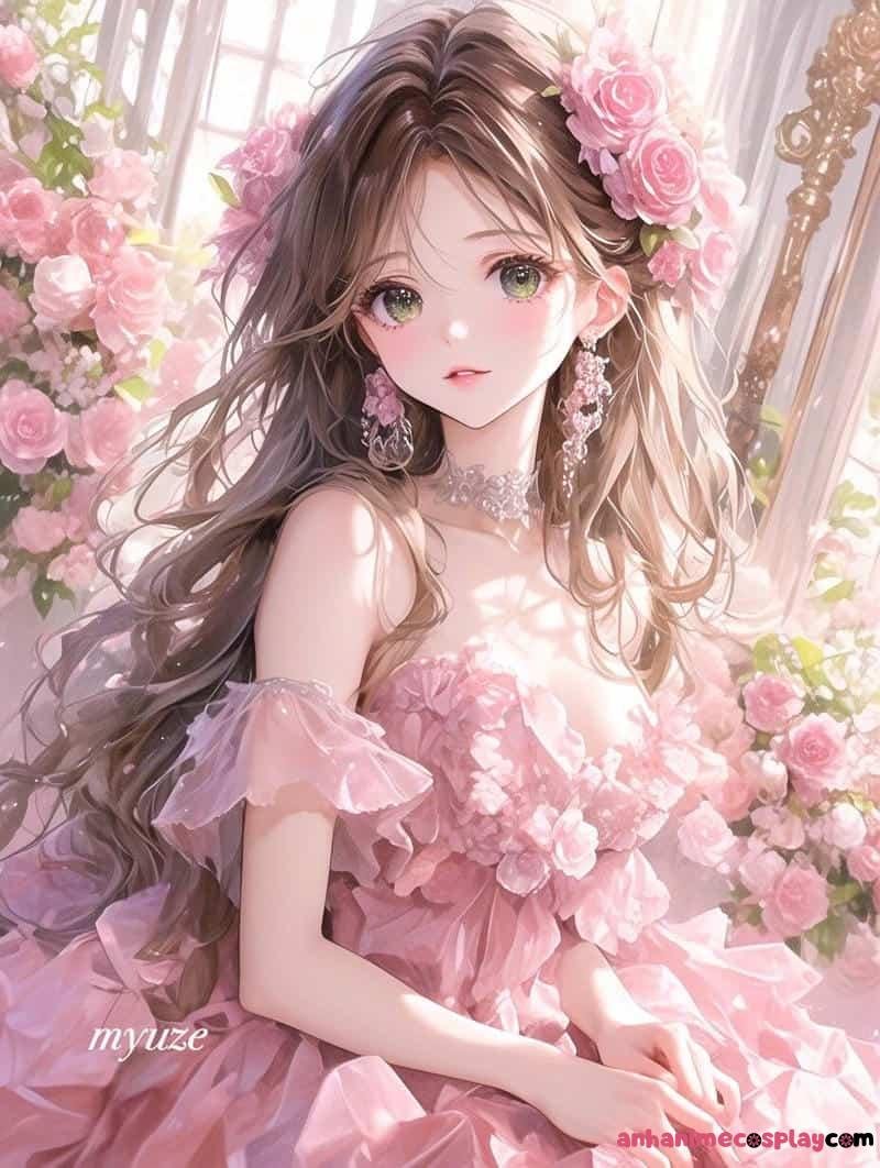 ảnh anime màu hồng công chúa