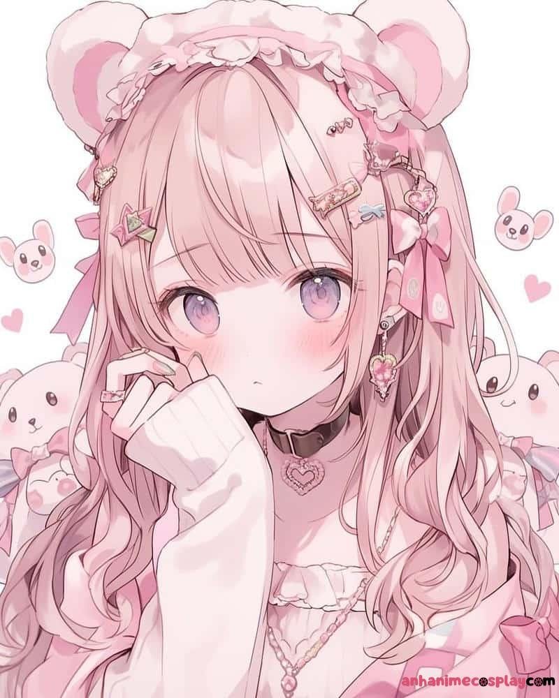 ảnh anime màu hồng cute