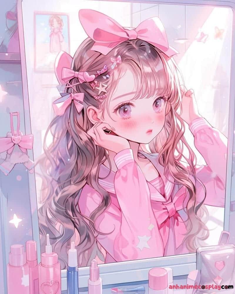 ảnh anime màu hồng thơ