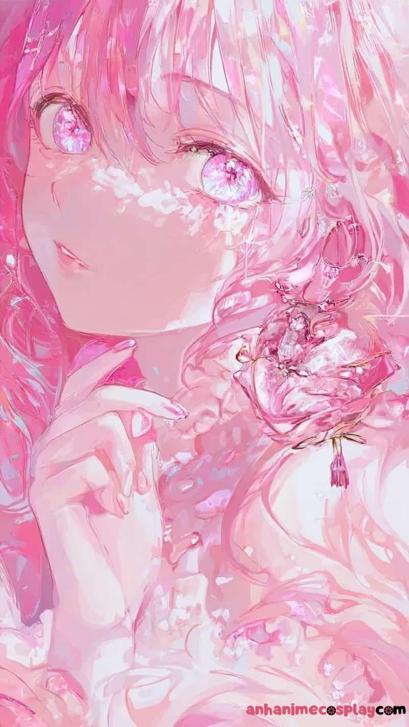 ảnh anime màu hồng tranh