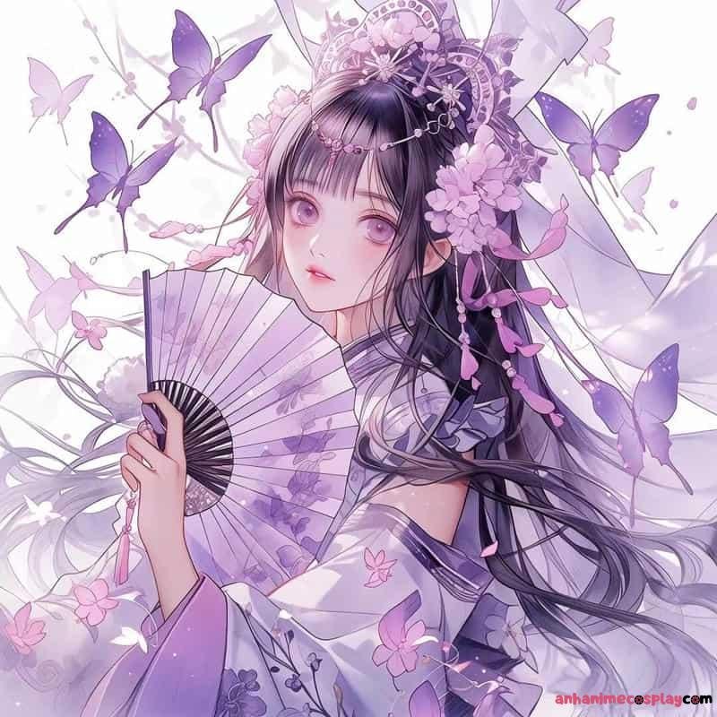 ảnh anime màu tím cổ trang đẹp