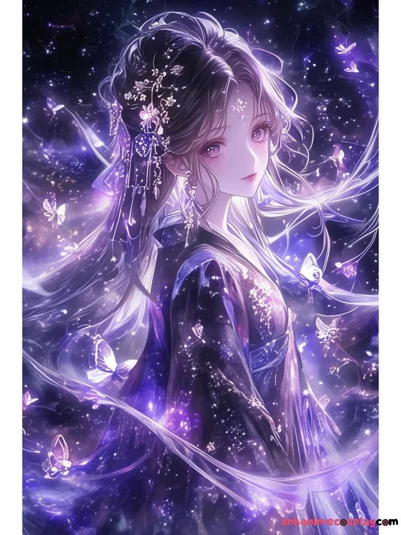 ảnh anime màu tím cổ trang
