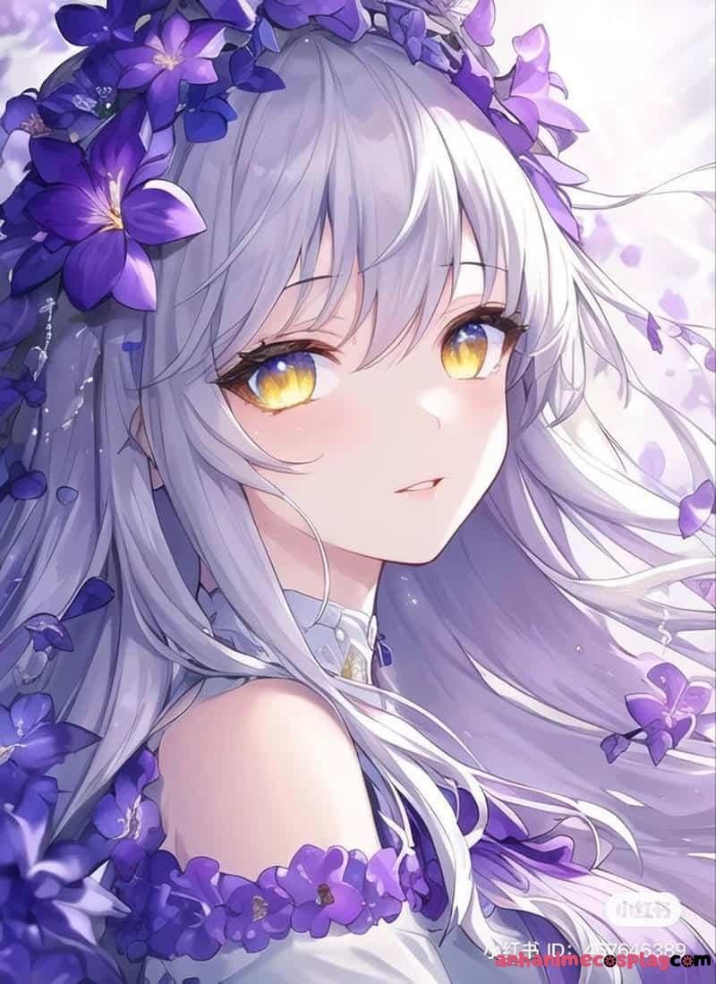 ảnh anime màu tím cong chúa