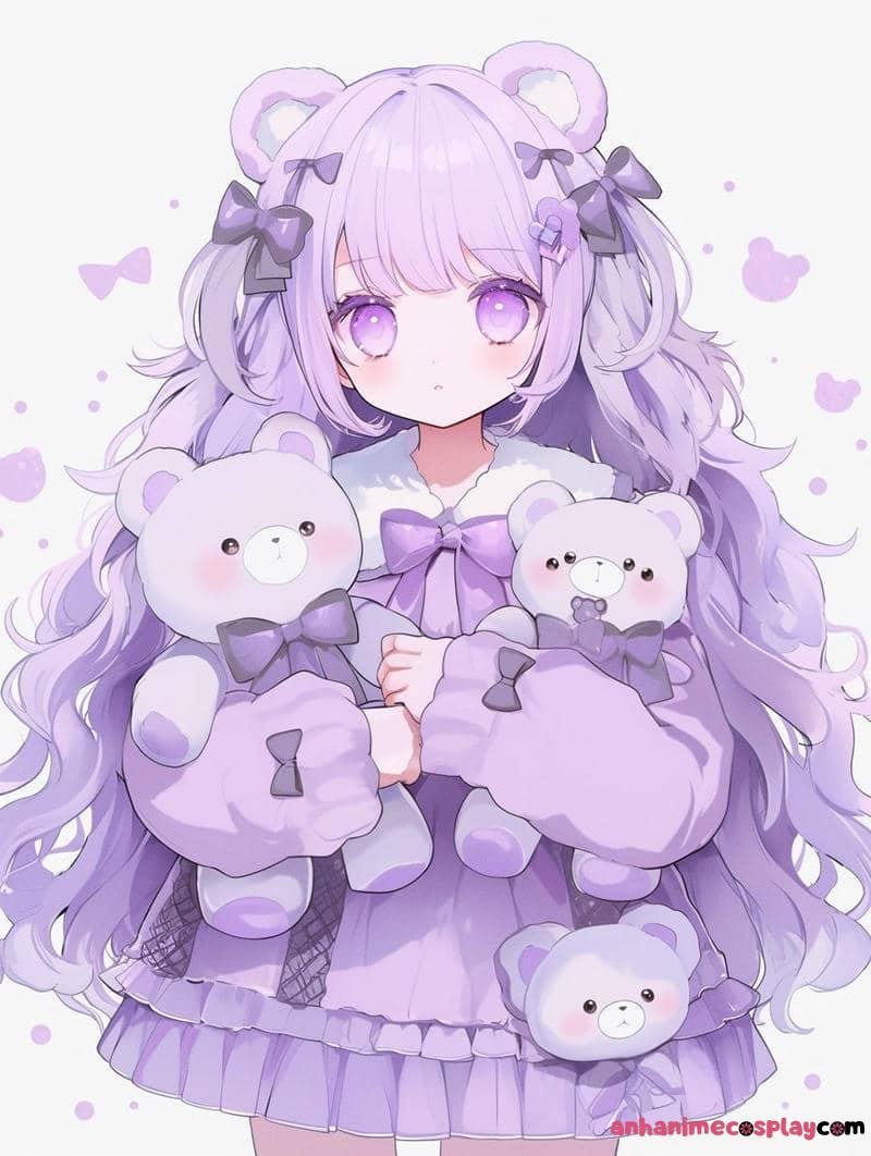 ảnh anime màu tím cutee