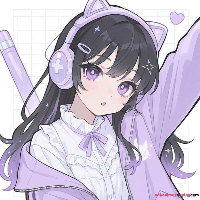 ảnh anime màu tím đáng iu