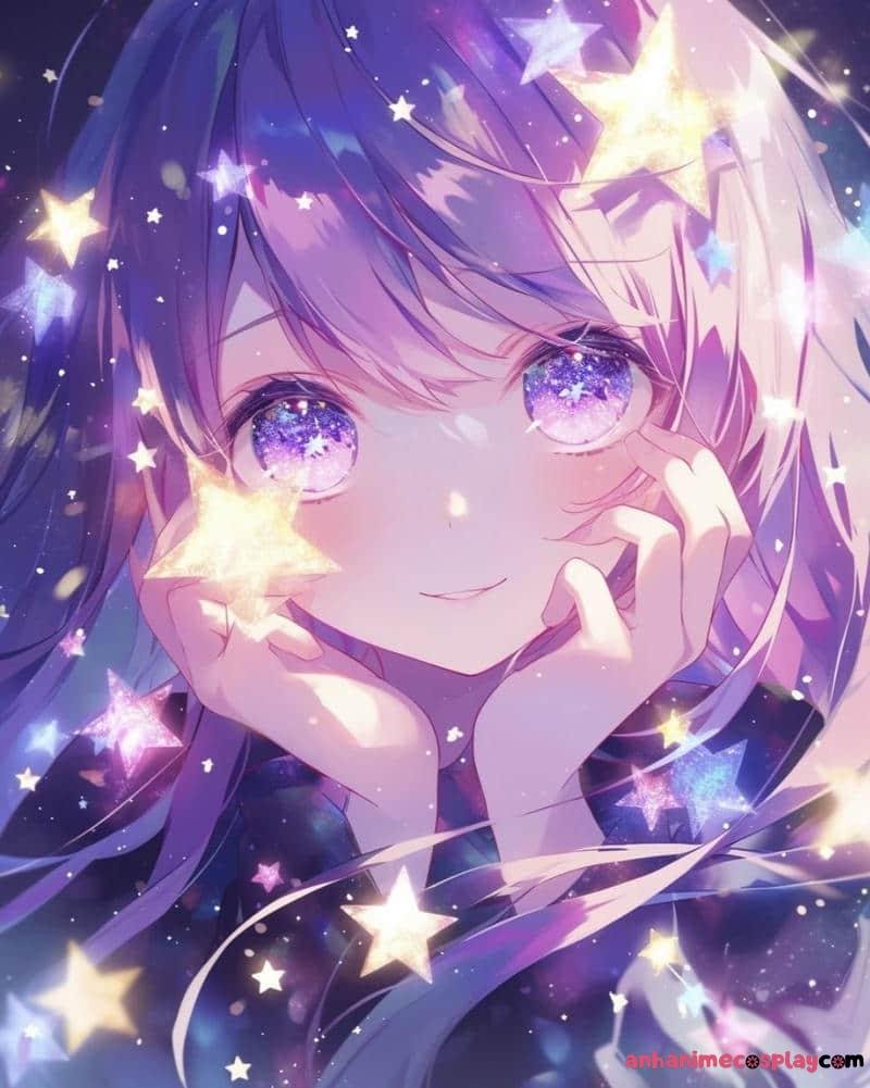 ảnh anime màu tím đáng yêu