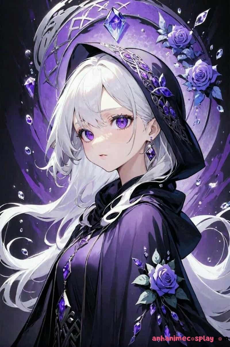 ảnh anime màu tím phù thuỷ