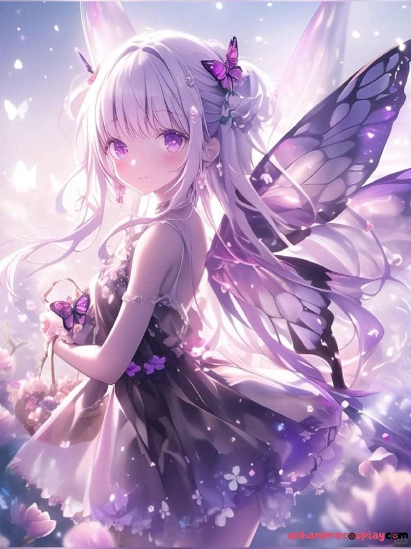ảnh anime màu tím tiên nữ