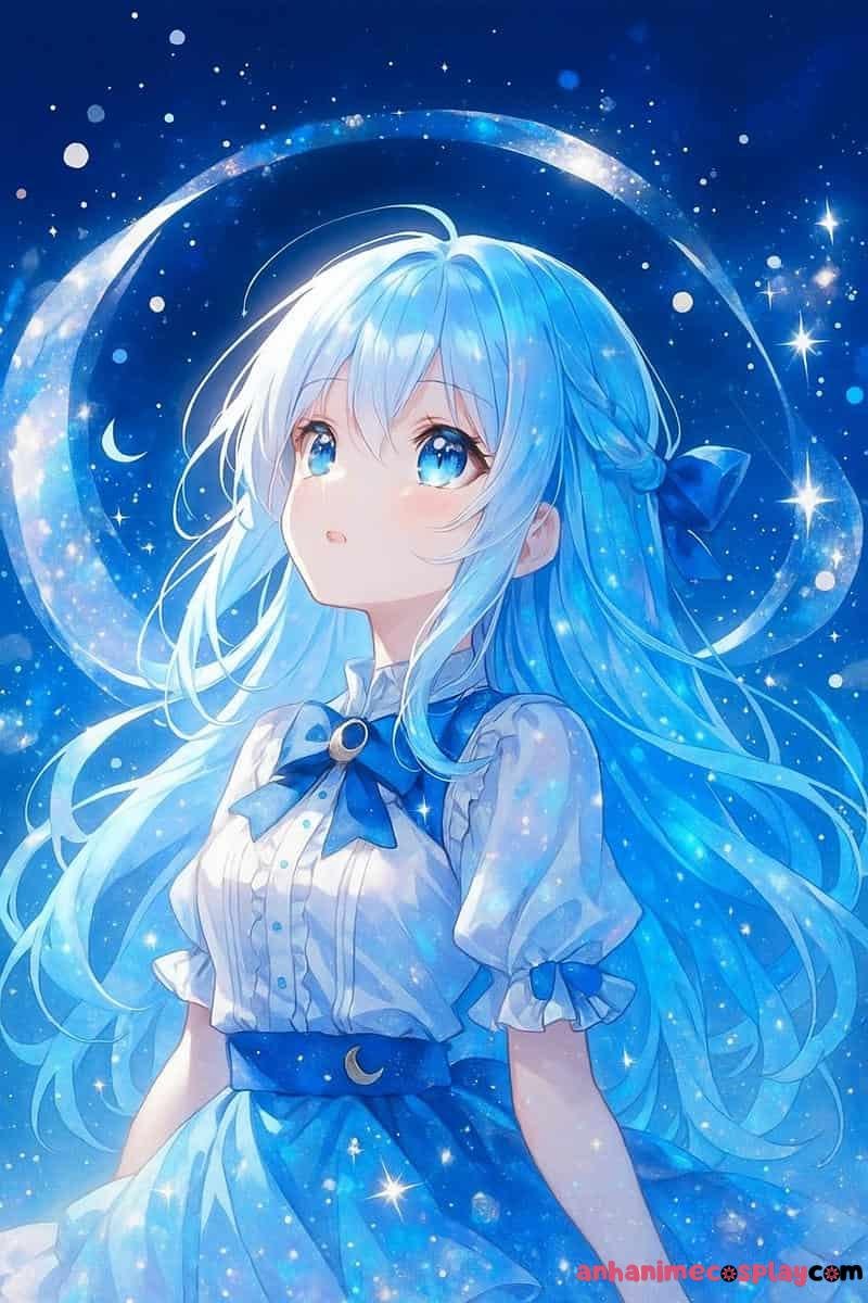 ảnh anime màu xanh dương chibi