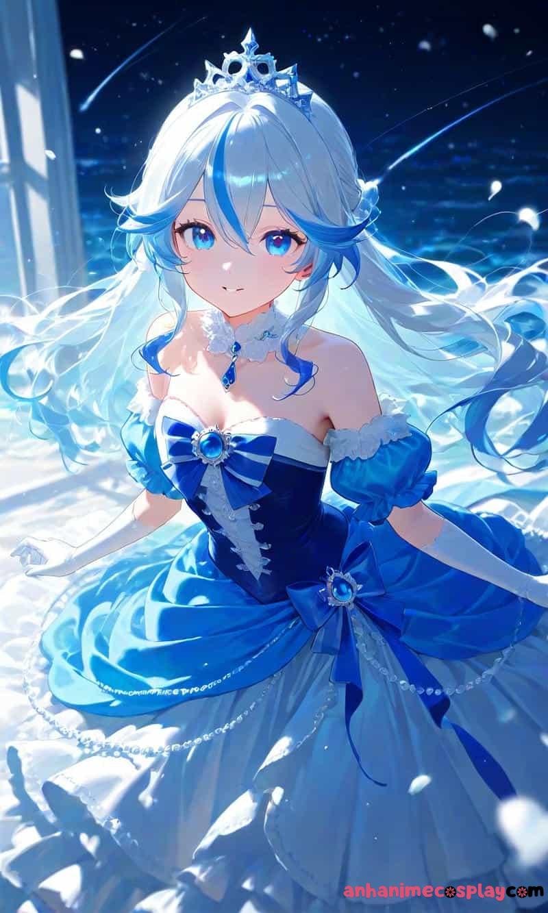 ảnh anime màu xanh dương công chúa