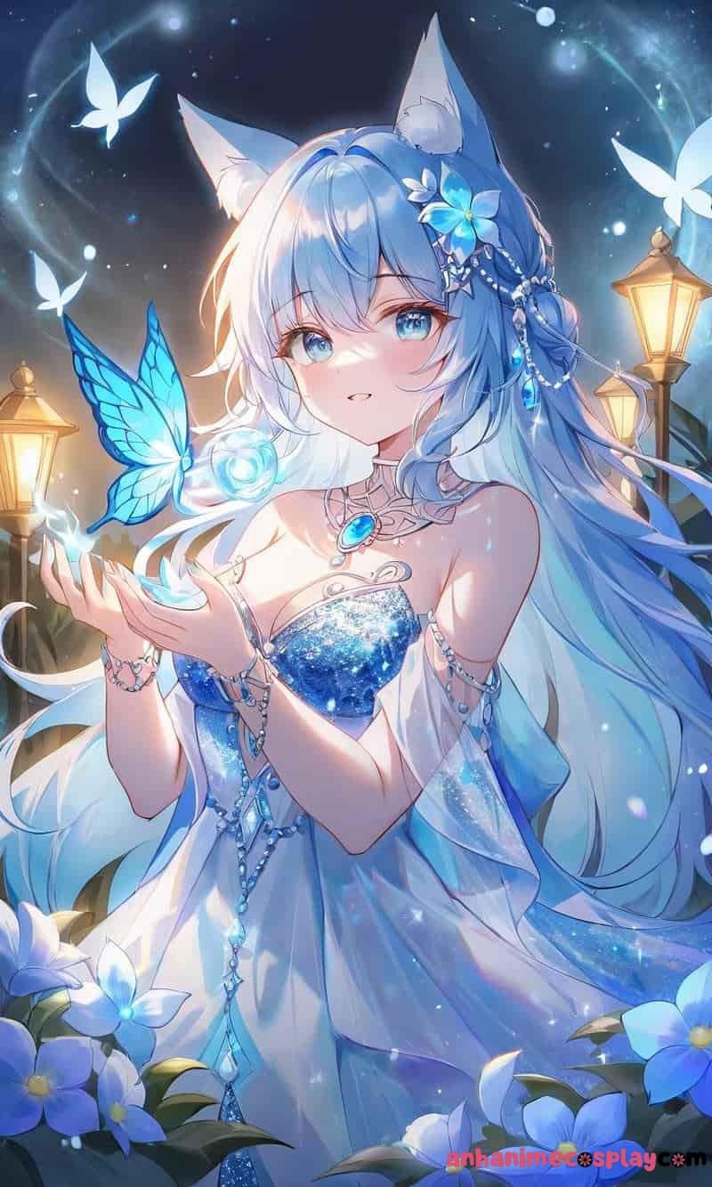 ảnh anime màu xanh dương cute iu