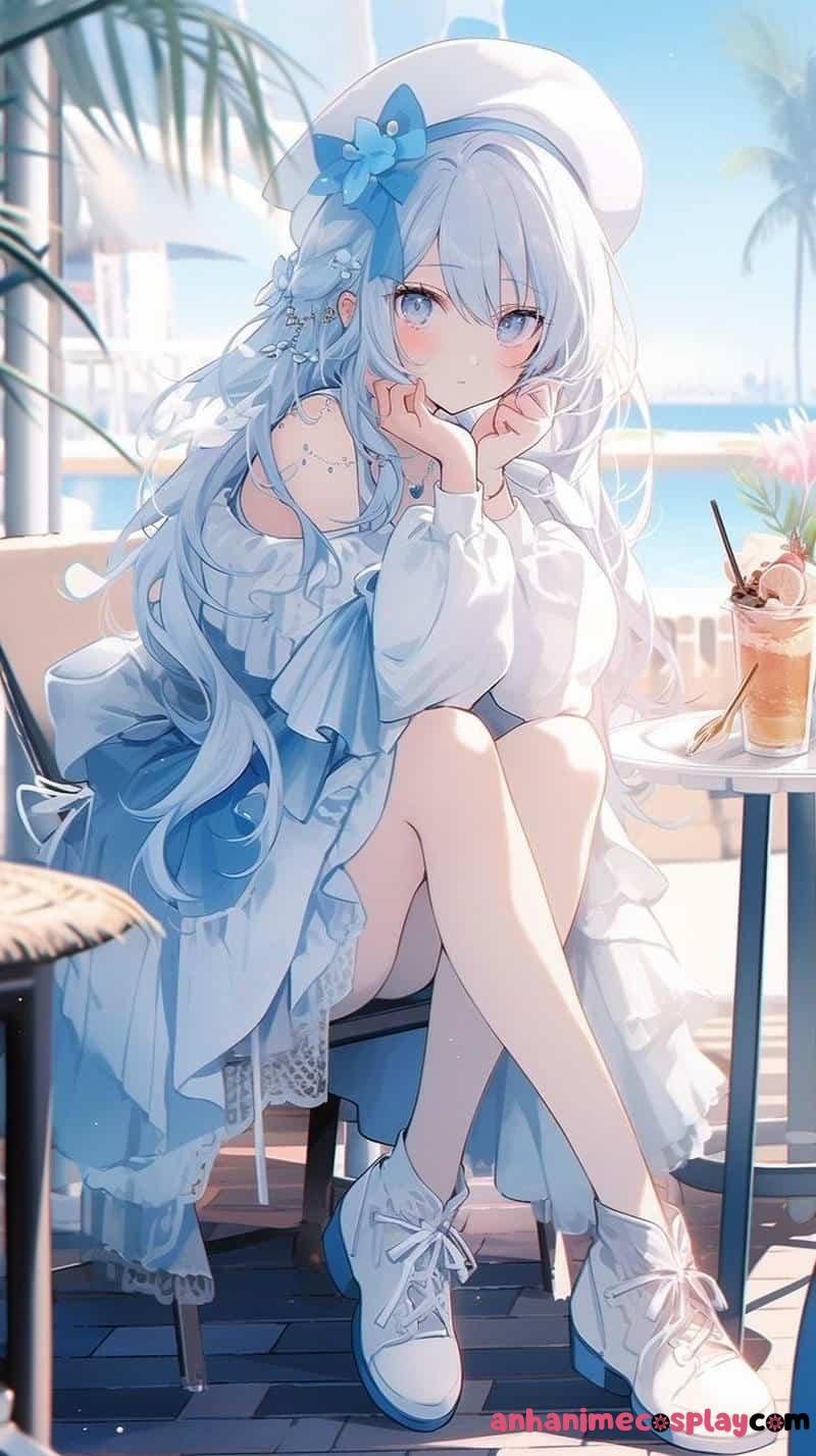 ảnh anime màu xanh dương đẹp cute