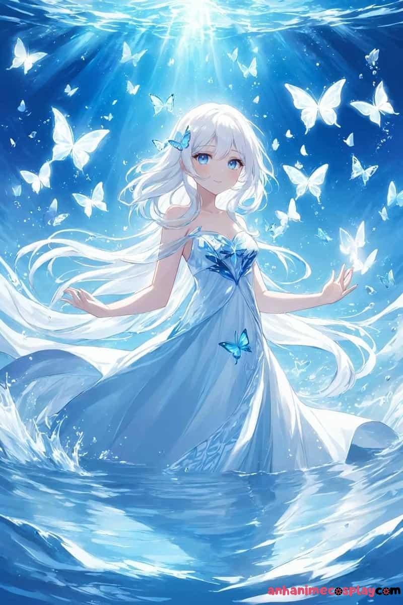 ảnh anime màu xanh dương thơ