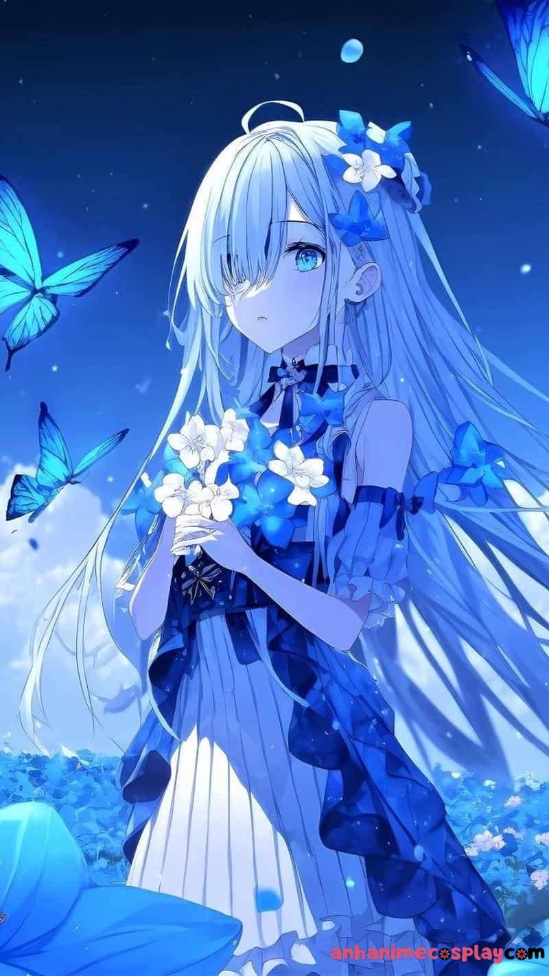 ảnh anime màu xanh dương xinh đẹp