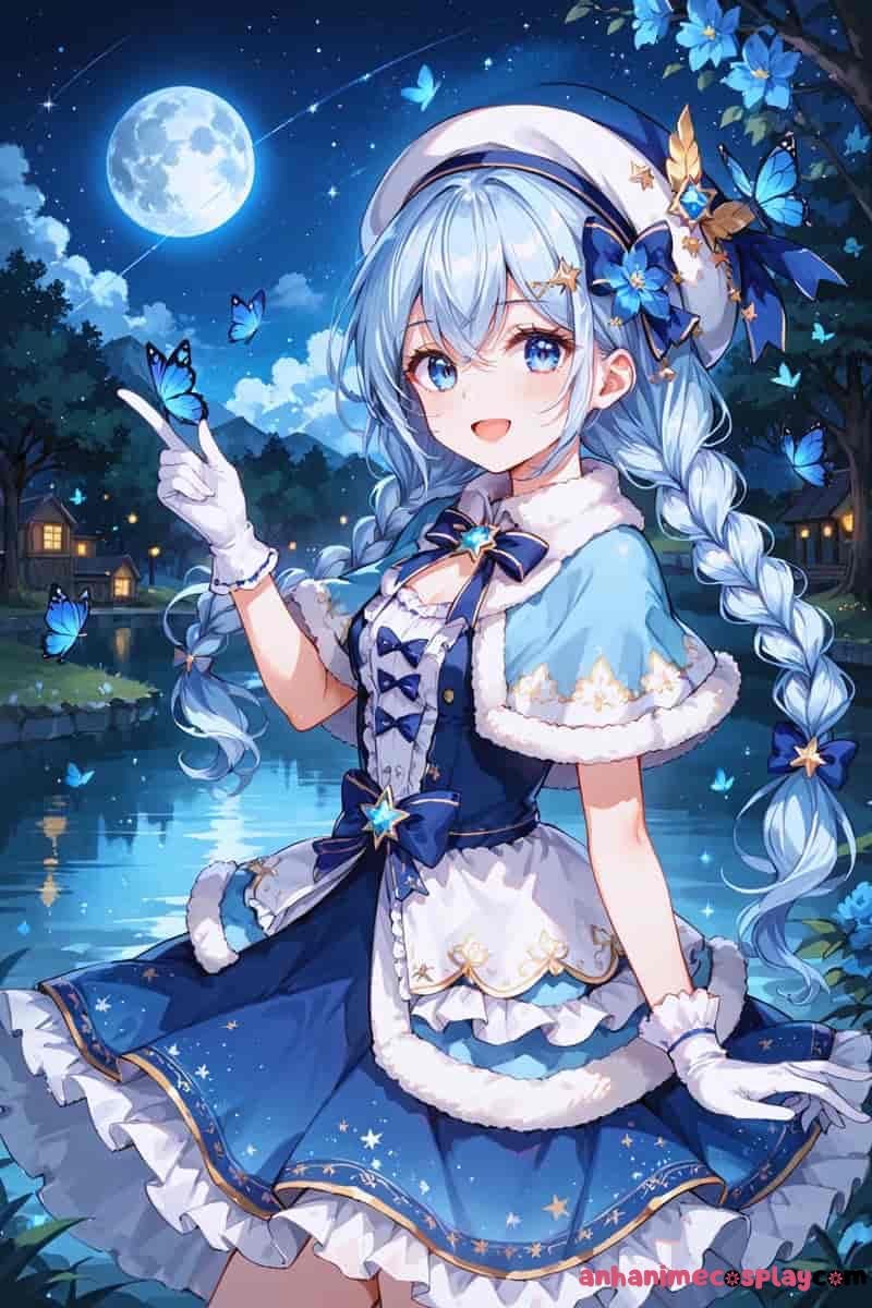 ảnh anime màu xanh dương xinh xỉu