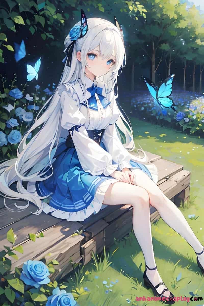 ảnh anime màu xanh dương xinh