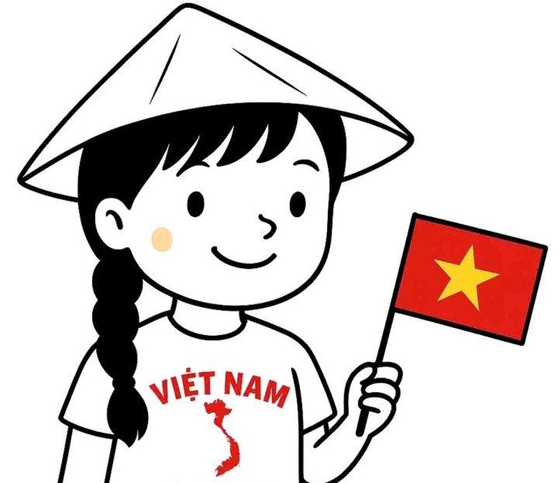 ảnh chibi cầm cờ đỏ sao vàng