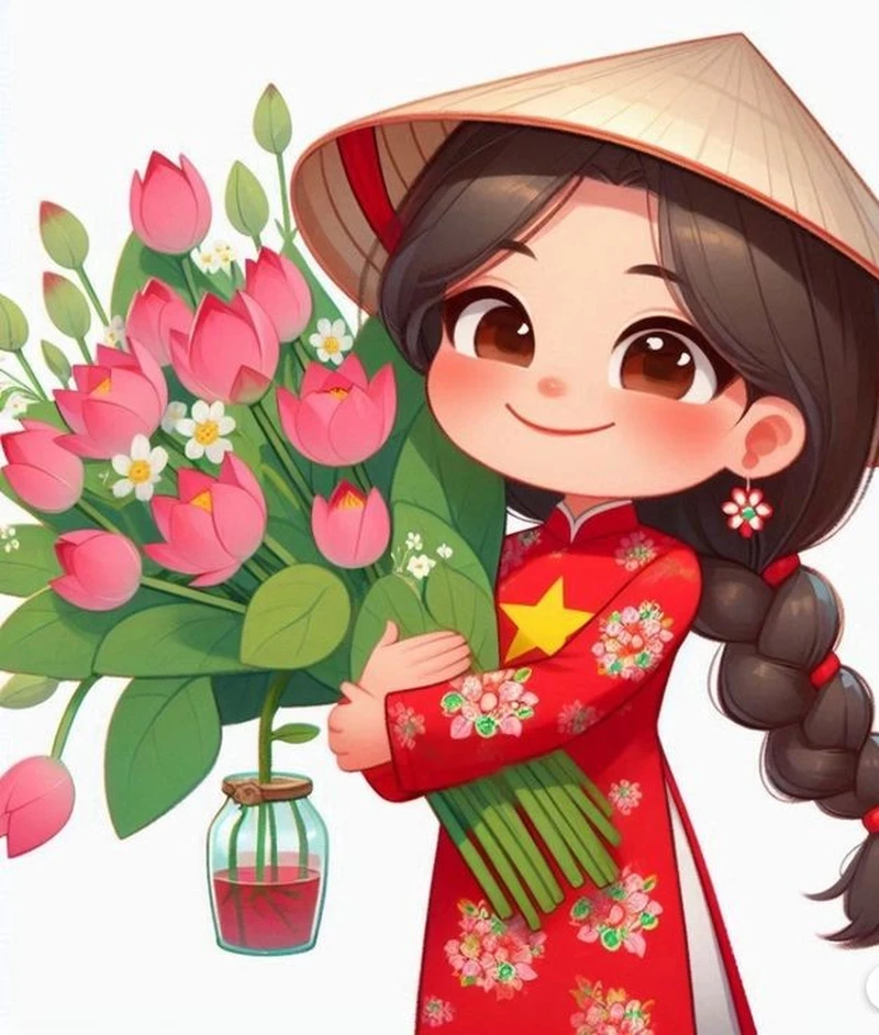 ảnh chibi cầm cờ việt nam