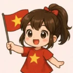 ảnh chibi cute cầm cờ tổ quốc