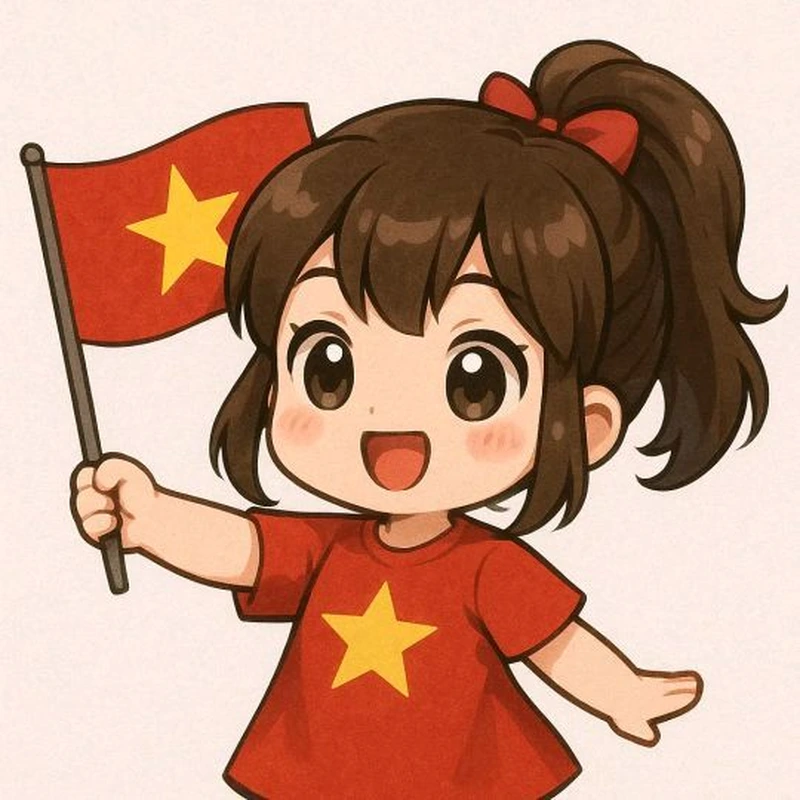 ảnh chibi cute cầm cờ tổ quốc
