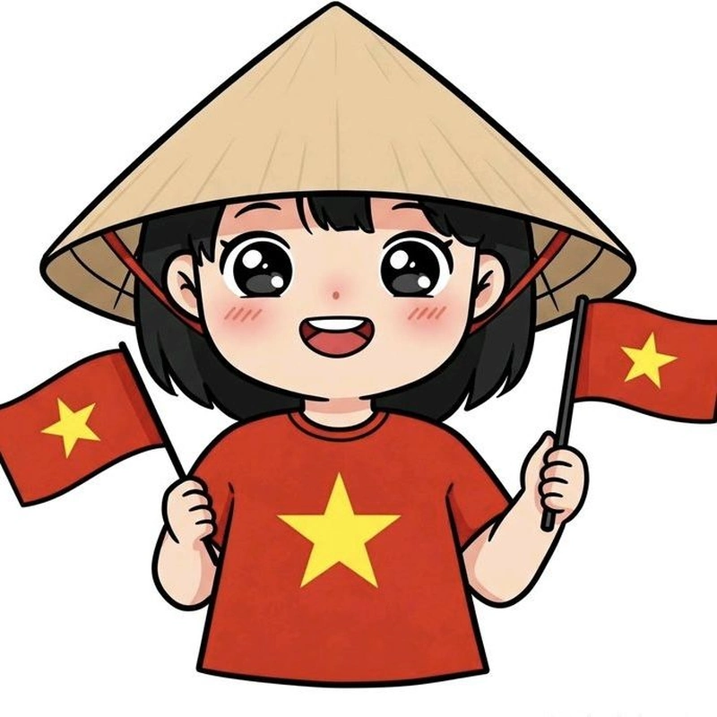 ảnh chibi dễ mến cầm cờ việt nam