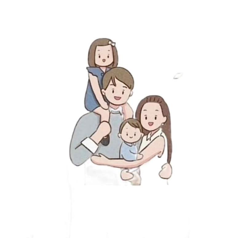 ảnh chibi gia đình 4 người cute