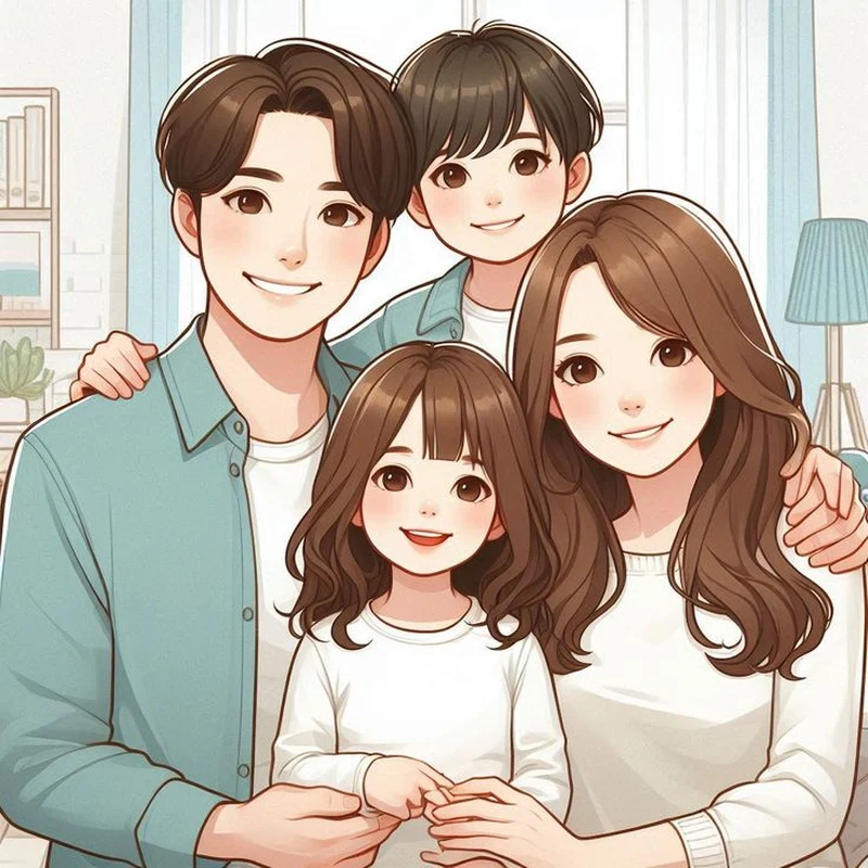 ảnh chibi gia đình 4 người nổi bật