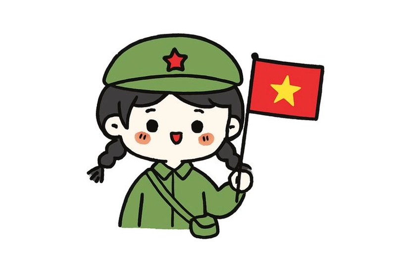 ảnh chibi hoạt hình cầm cờ việt nam