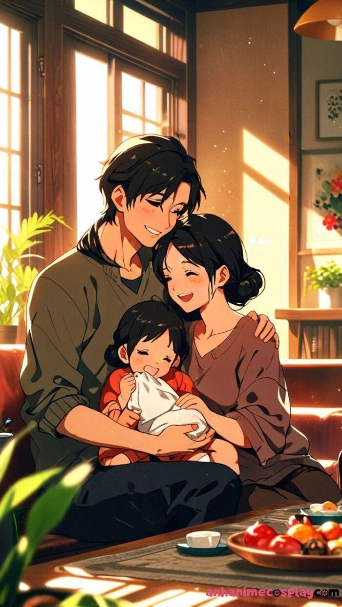ảnh gia đình anime pinterest