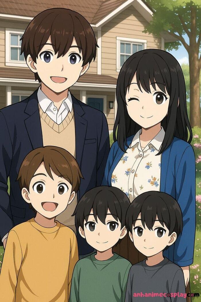 ảnh gia đình anime siêu cute xinh