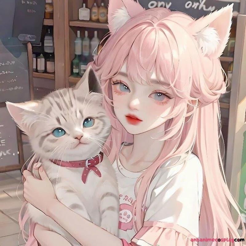 ảnh mèo anime cute đẹp