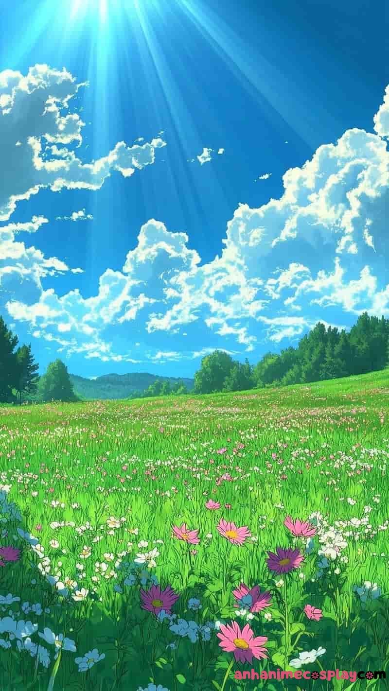 ảnh thiên nhiên anime 4k trời xanh đẹp
