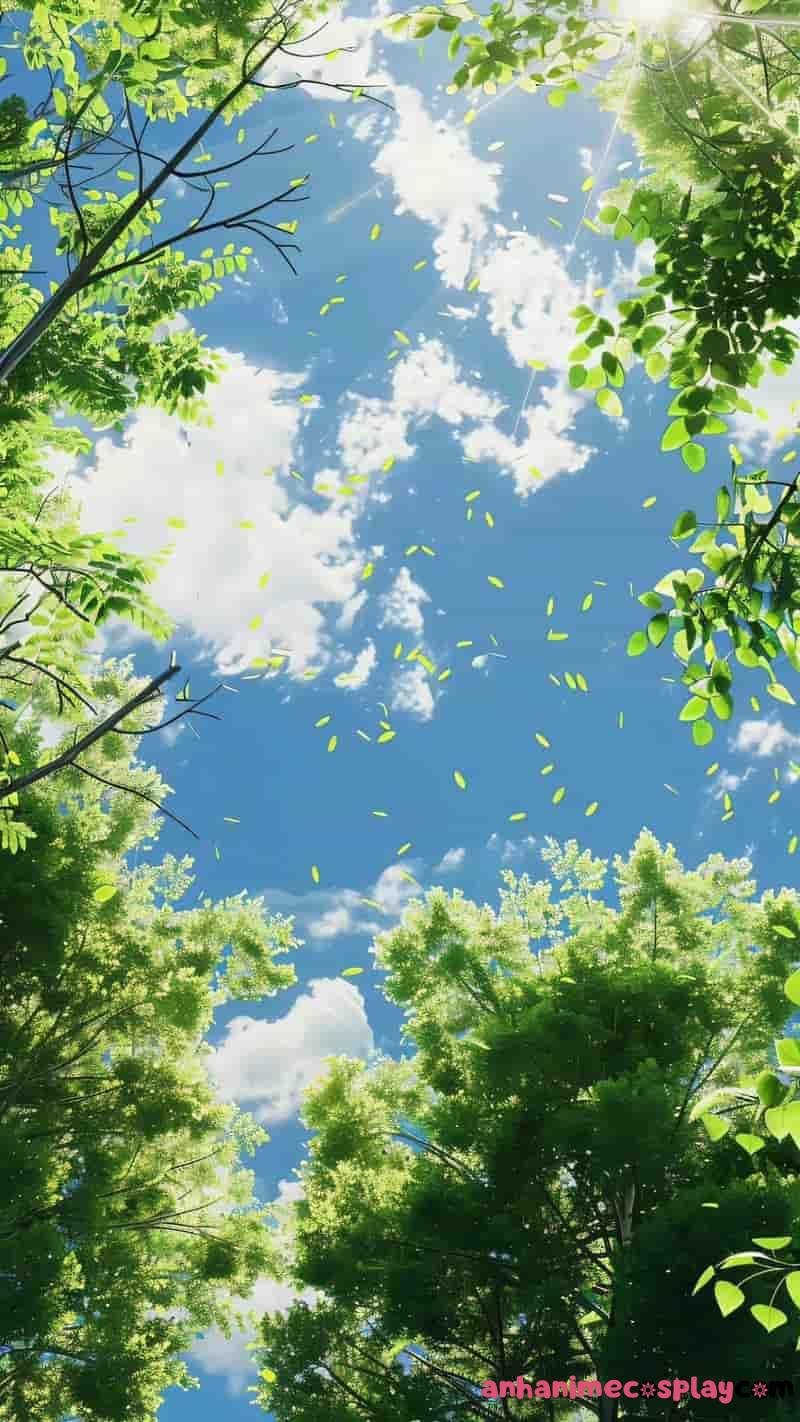 ảnh thiên nhiên anime 4k trời xanh